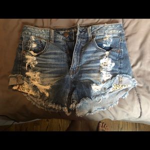 AE High Rise Jean Shorts w sequin pockets- 8
